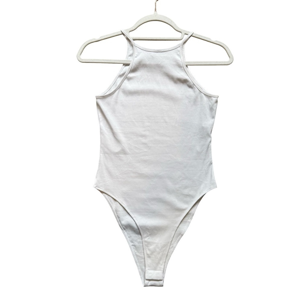 Zara Classic White Bodysuit Size S Stretchy Minimalist Neutral Casual Essential
